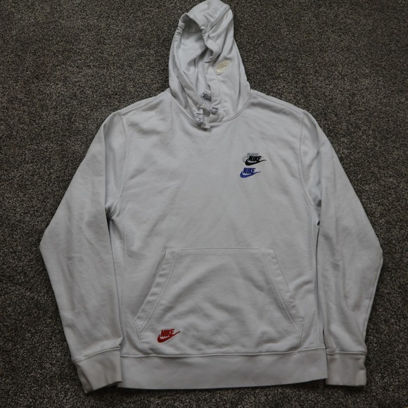 Nike Hoodie Men's Small White Pullover Embroidered Logo Sweatshirt - Picture 1 of 13